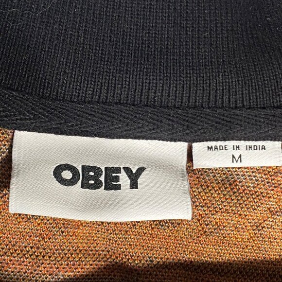 Obey Bugs Jacquard knit Polo Shirt Black MultiSeason Men’s M colorful preppy - Picture 7 of 10